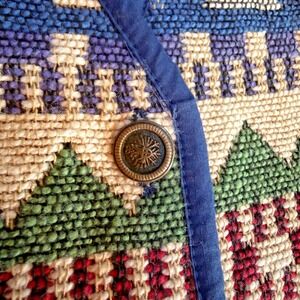 Vtg New Identity tapestry southwest aztec cotton‎ vest western womens L